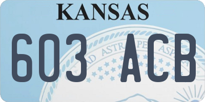 KS license plate 603ACB