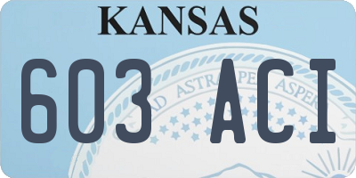 KS license plate 603ACI