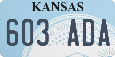 KS license plate 603ADA