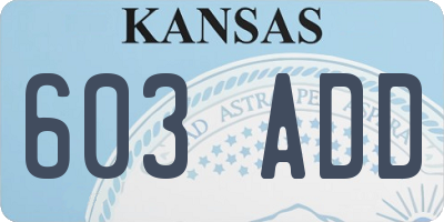 KS license plate 603ADD