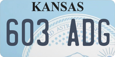 KS license plate 603ADG