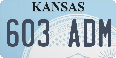 KS license plate 603ADM