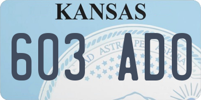 KS license plate 603ADO