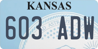 KS license plate 603ADW