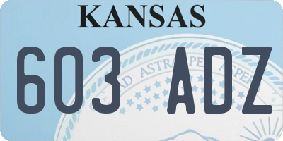 KS license plate 603ADZ