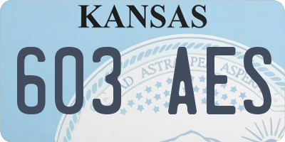 KS license plate 603AES