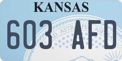 KS license plate 603AFD