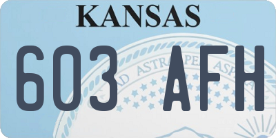KS license plate 603AFH