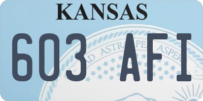 KS license plate 603AFI