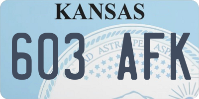 KS license plate 603AFK