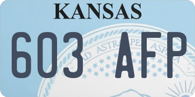 KS license plate 603AFP