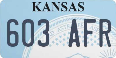 KS license plate 603AFR