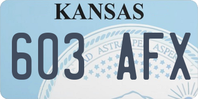 KS license plate 603AFX