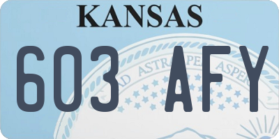 KS license plate 603AFY
