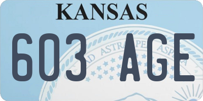 KS license plate 603AGE