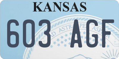 KS license plate 603AGF