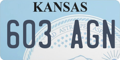 KS license plate 603AGN