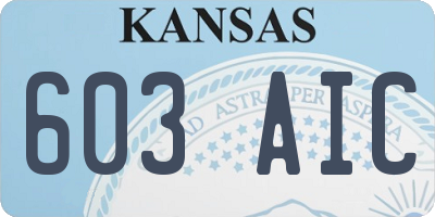 KS license plate 603AIC