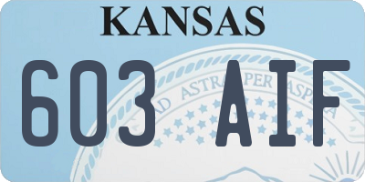 KS license plate 603AIF