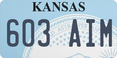 KS license plate 603AIM