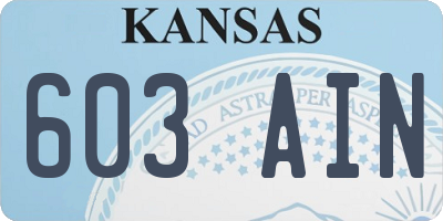 KS license plate 603AIN