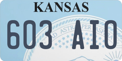 KS license plate 603AIO