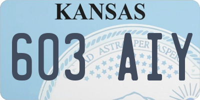 KS license plate 603AIY