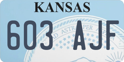KS license plate 603AJF