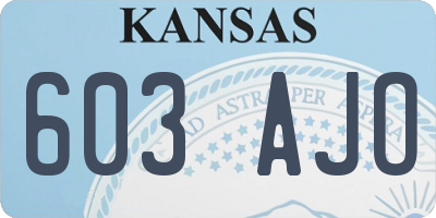 KS license plate 603AJO