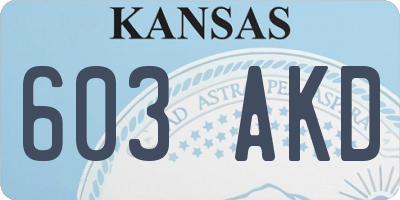 KS license plate 603AKD