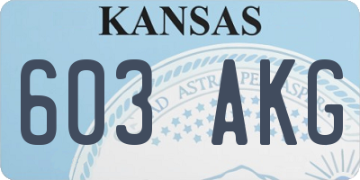 KS license plate 603AKG