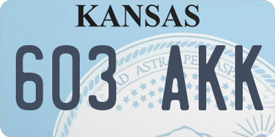 KS license plate 603AKK