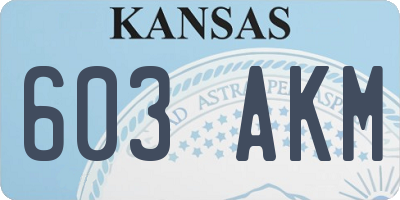 KS license plate 603AKM