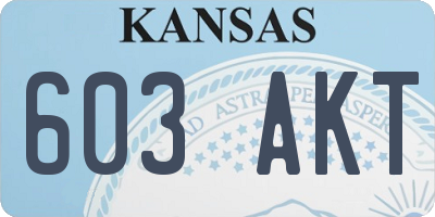 KS license plate 603AKT