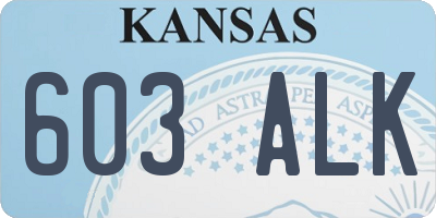 KS license plate 603ALK