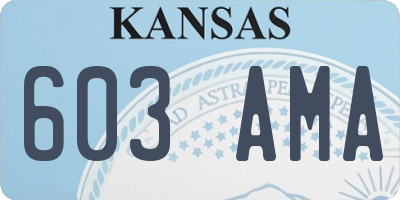 KS license plate 603AMA