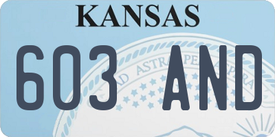 KS license plate 603AND