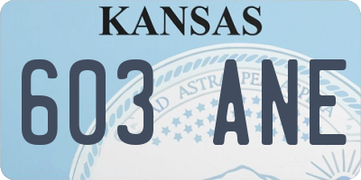 KS license plate 603ANE