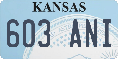 KS license plate 603ANI