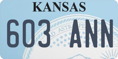 KS license plate 603ANN