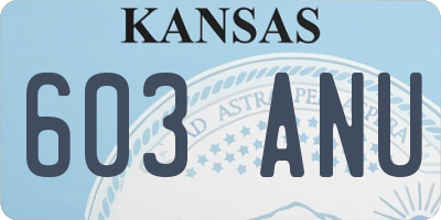 KS license plate 603ANU