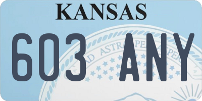 KS license plate 603ANY