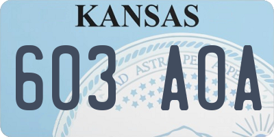 KS license plate 603AOA
