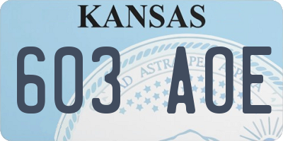 KS license plate 603AOE