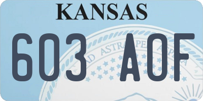 KS license plate 603AOF