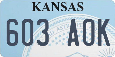 KS license plate 603AOK