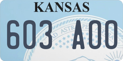 KS license plate 603AOO