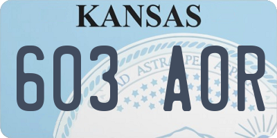 KS license plate 603AOR