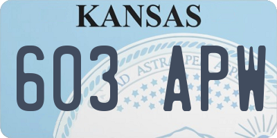 KS license plate 603APW