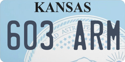KS license plate 603ARM